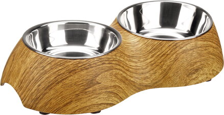 Miska pro psa - dvojmiska melamin Woody vlašský dub