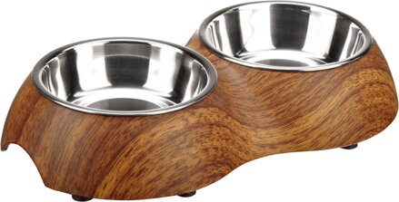 Miska pro psa - dvojmiska melamin Woody vlašský ořech